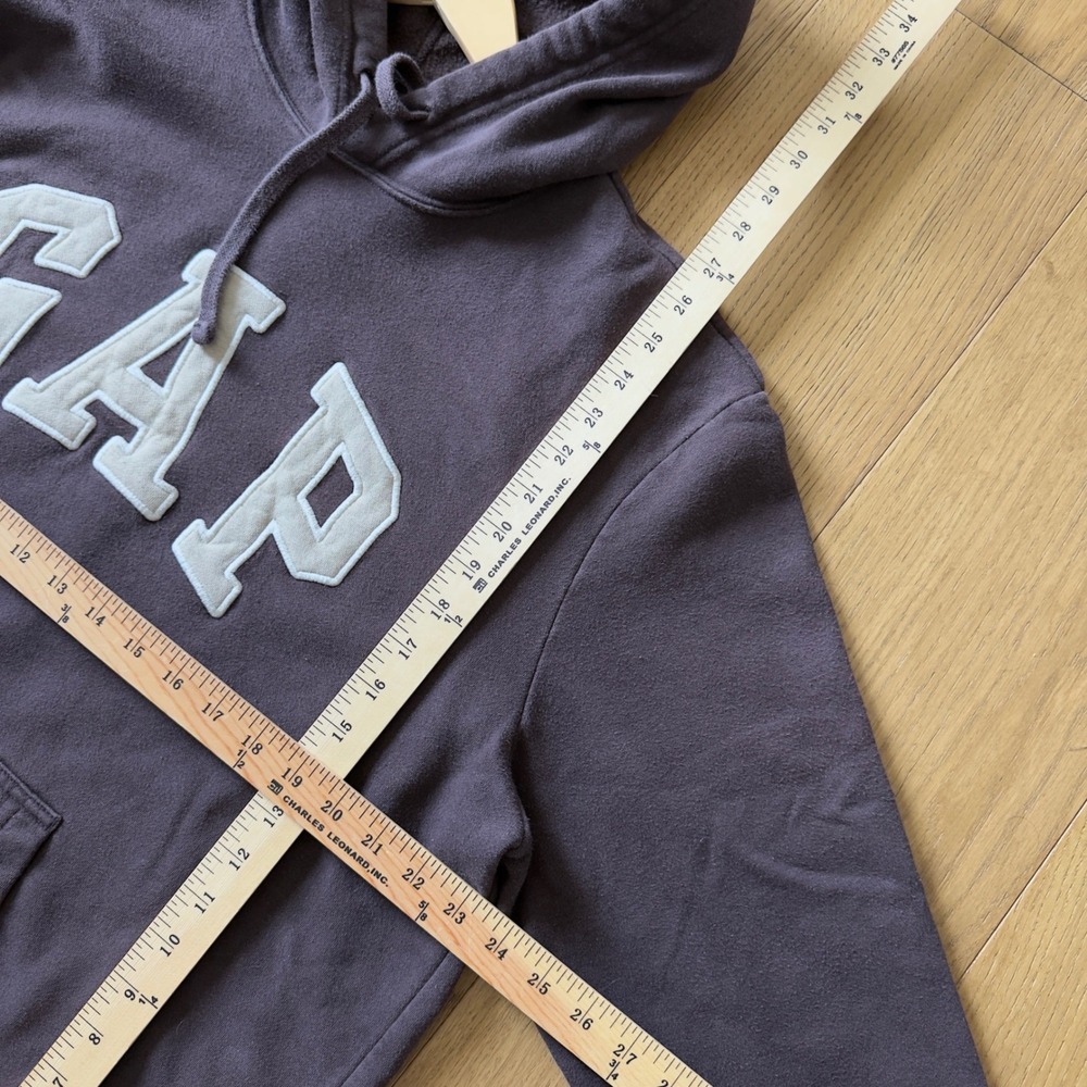 Mens Gap Hooded Sweatshirt XL Brown Y2K Spellout Logo Fleece Hoodie - Picture 4 of 4